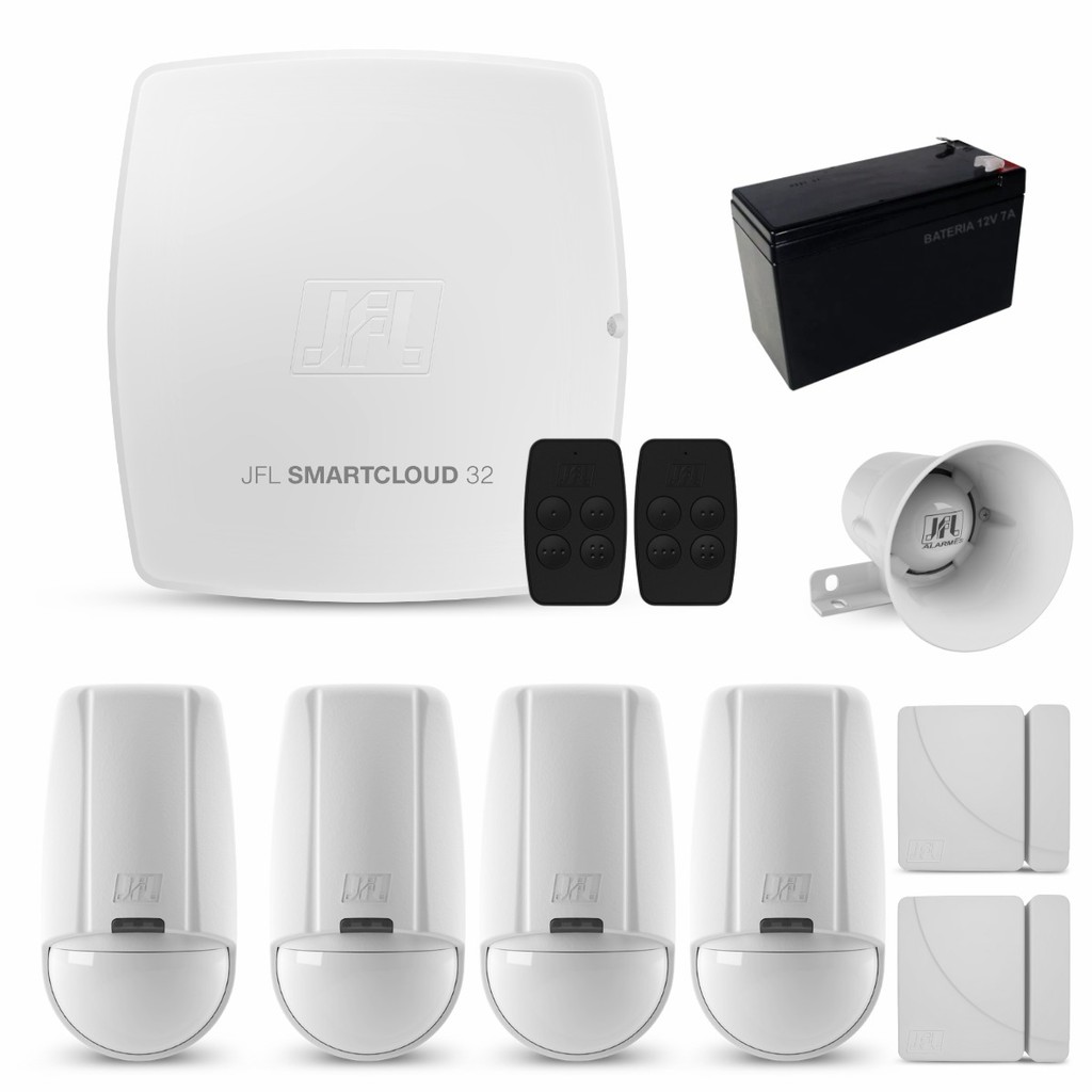 KIT ALARME WIFI JFL SMARTCLOUD 32 SENSOR S FIO 4 IR 2 MAGNET