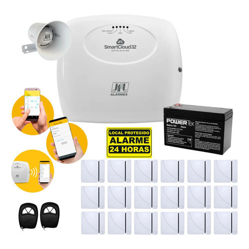 Kit De Alarme Jfl Smartcloud 32 Wi-fi 18 Magnético Sem Fio