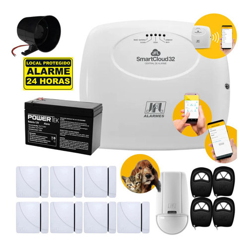 Kit Alarme Wifi Jfl Smartcloud 32  Com Aplicativo