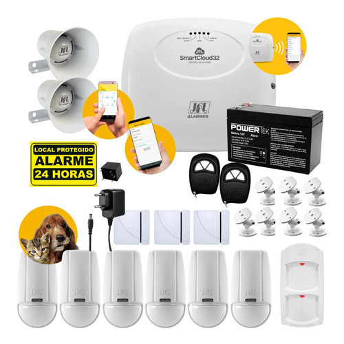 Kit Alarme Smartcloud Wifi Jfl 7 Infravermelho E 3 Magnético