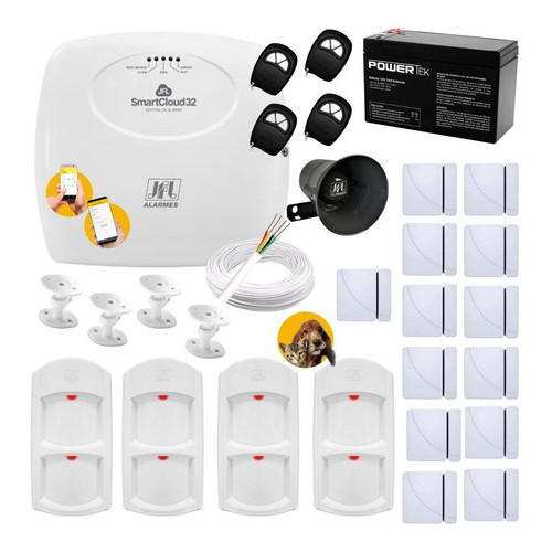 Kit Alarme Jfl Smartcloud 32 Wifi Sensore Presença Magnetico