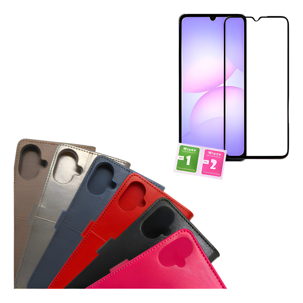 Kit Capa Capinha Carteira Flip Para Galaxy A07 Pel Vidro 3d Compativel Samsung Case