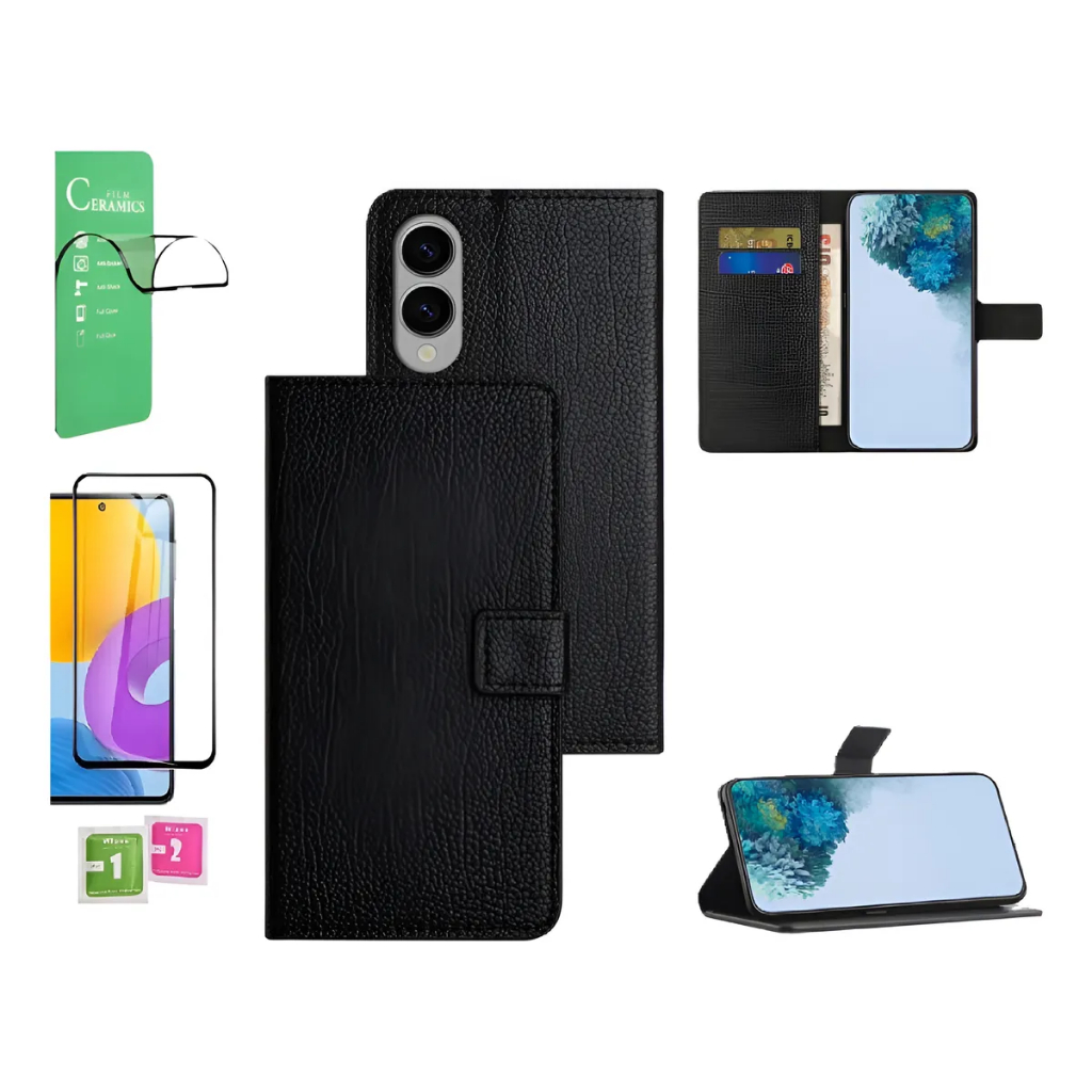 Capa Case Carteira Couro Flip S25 Edge Com Pel. Anti-Quebra Cerâmica 9d