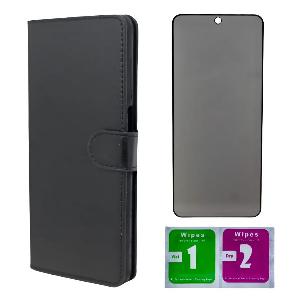 Case Capa Anti-Shock Flip Carteira + Pel. De Proteção Anti-Spy Privaty Do Galaxy A36