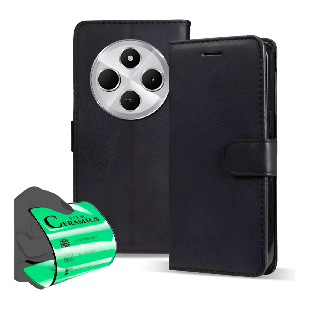 Case Capa Anti-Impacto Carteira Flip + Pel. Cerâmica Do Xiaomi Poco C75