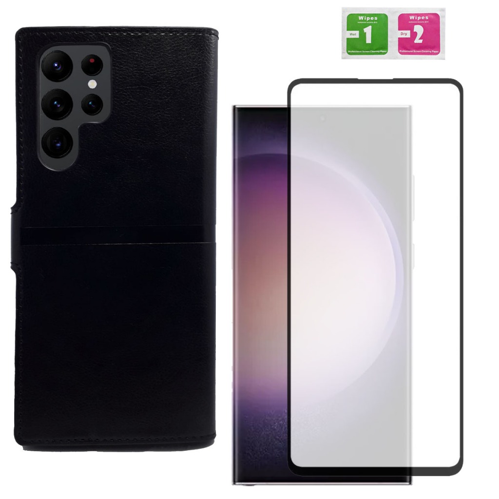 Capa Capinha Case Flip Carteira + Pel Vidro 3D Para Galaxy S23 Ultra