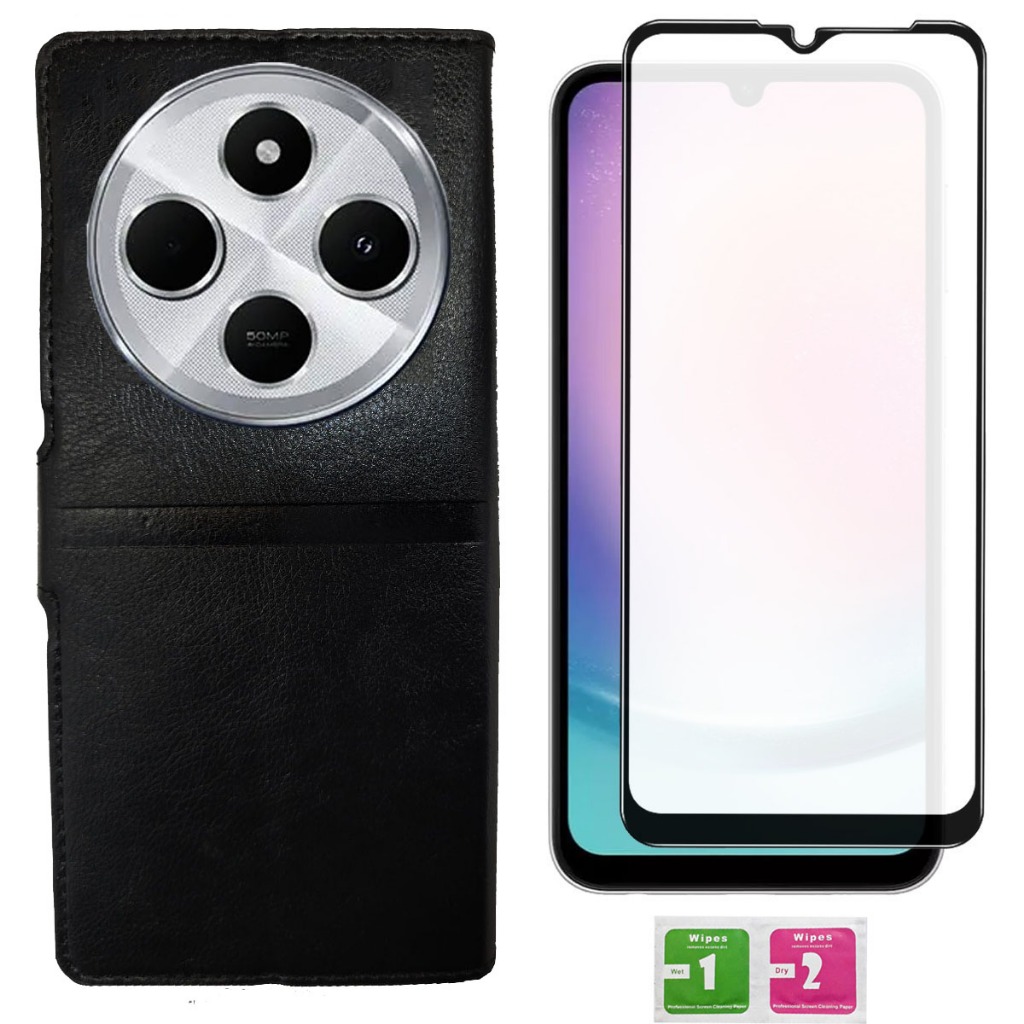 Capa Capinha Case Flip Carteira + Pel vidro 3d Para Xiaomi Redmi 14c
