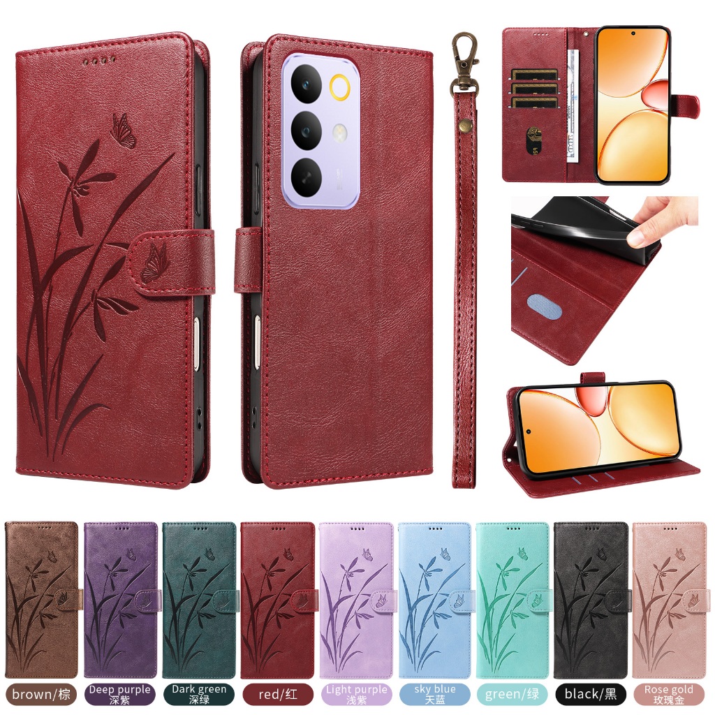 Capa De Luxo Para Oppo Realme 16 Pro + 5G C85 4G C83 16T 15X 15T 15 14T Borboleta Carteira De Couro Slot Cartão Flip Pel