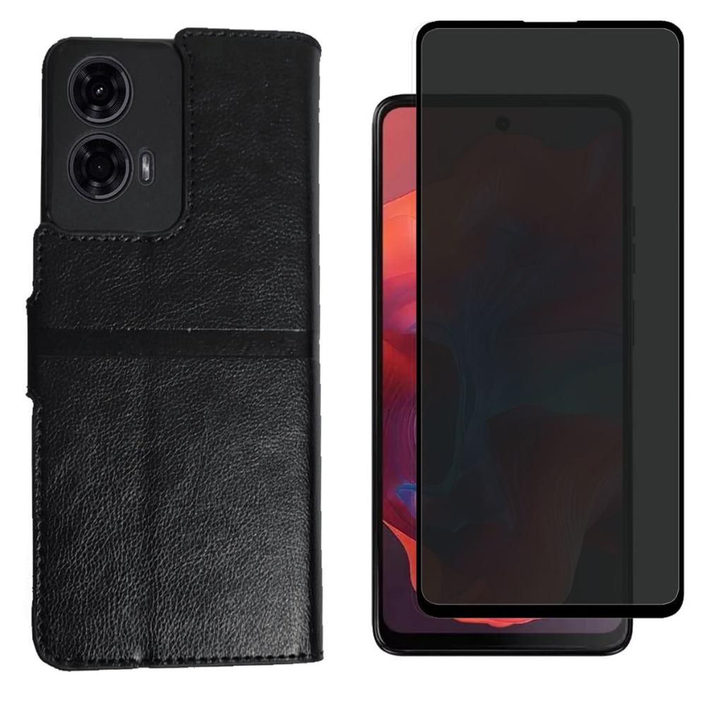 Capa Capinha Case Flip Carteira + Pel Privativa 3d Para Motorola Moto G04