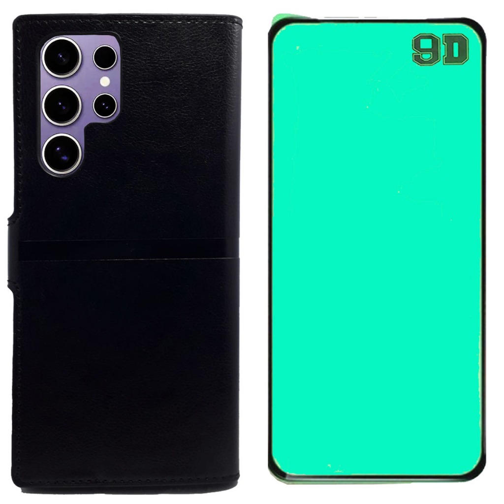 Capa Capinha Case Flip Carteira + Pel Ceramica Para Galaxy S24 Ultra