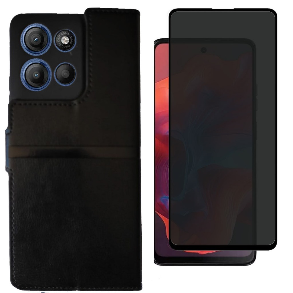 Capa Capinha Case Flip Carteira + Pel Privativa 3d Para Motorola Moto G15