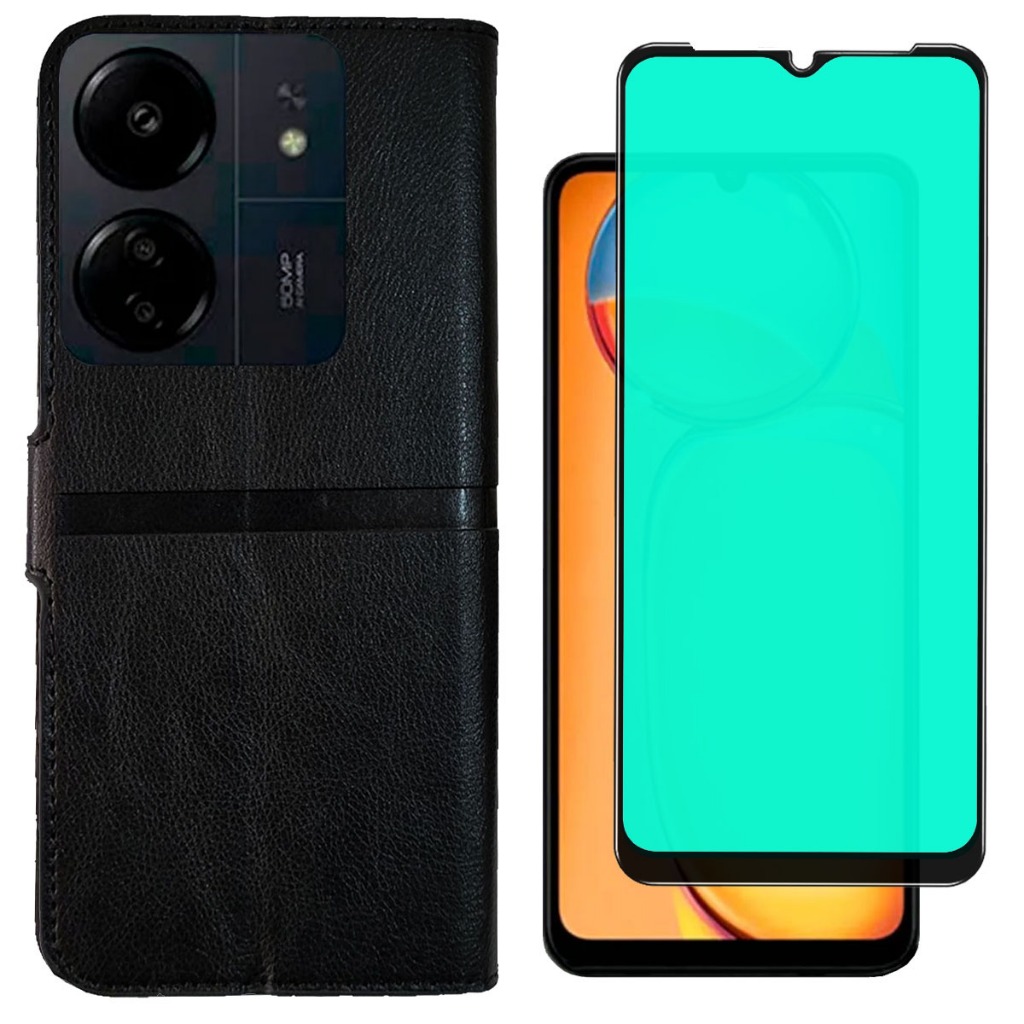 Capa Capinha Case Flip Carteira + Pel Ceramica Para Xiaomi POCO C65