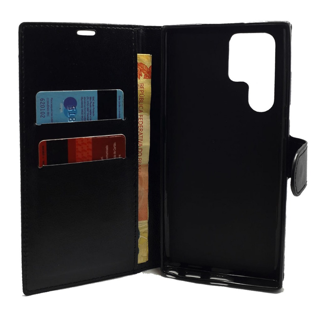 Capa Capinha Case Flip Carteira + Pel HidroGel Para Galaxy S23 Ultra