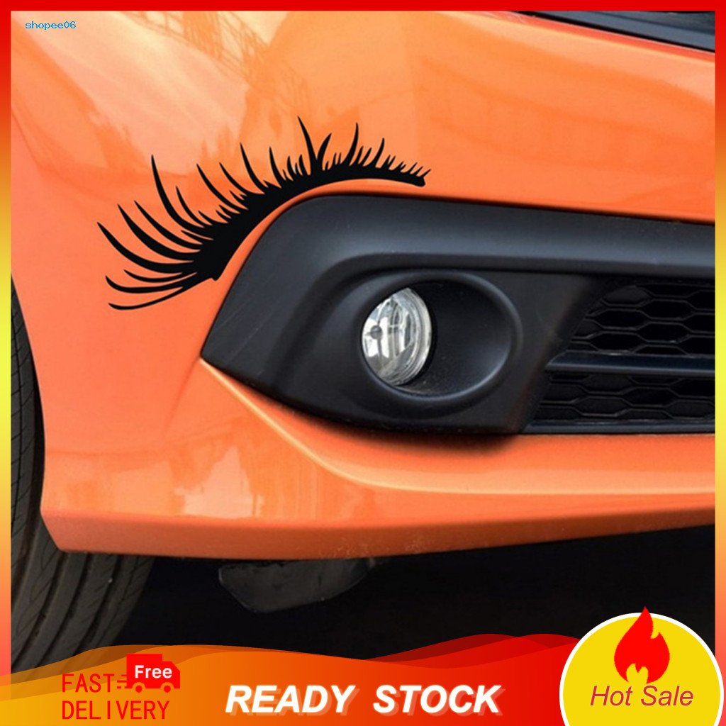 Personalized Car Stickers Funny Headlight Sticker 2pcs Waterproof Eyelash Decals Cute Vehicle Decoration for Truck Fridg