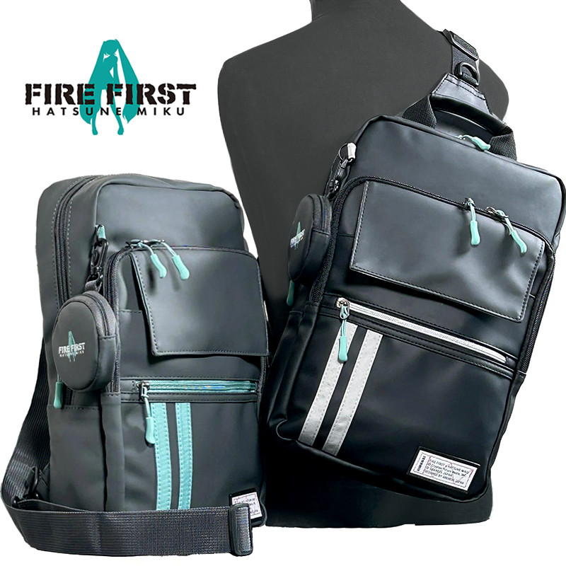 Bolsa de ombro japonesa Hatsune Miku FIRE FIRST Co-Branded Couro Commuter Bolsa de peito bidimensional