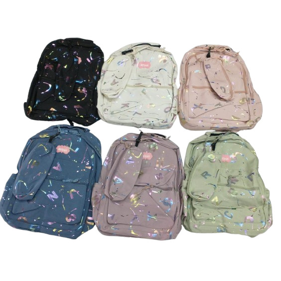 Mochila Letras Holográficas com Estojo - First