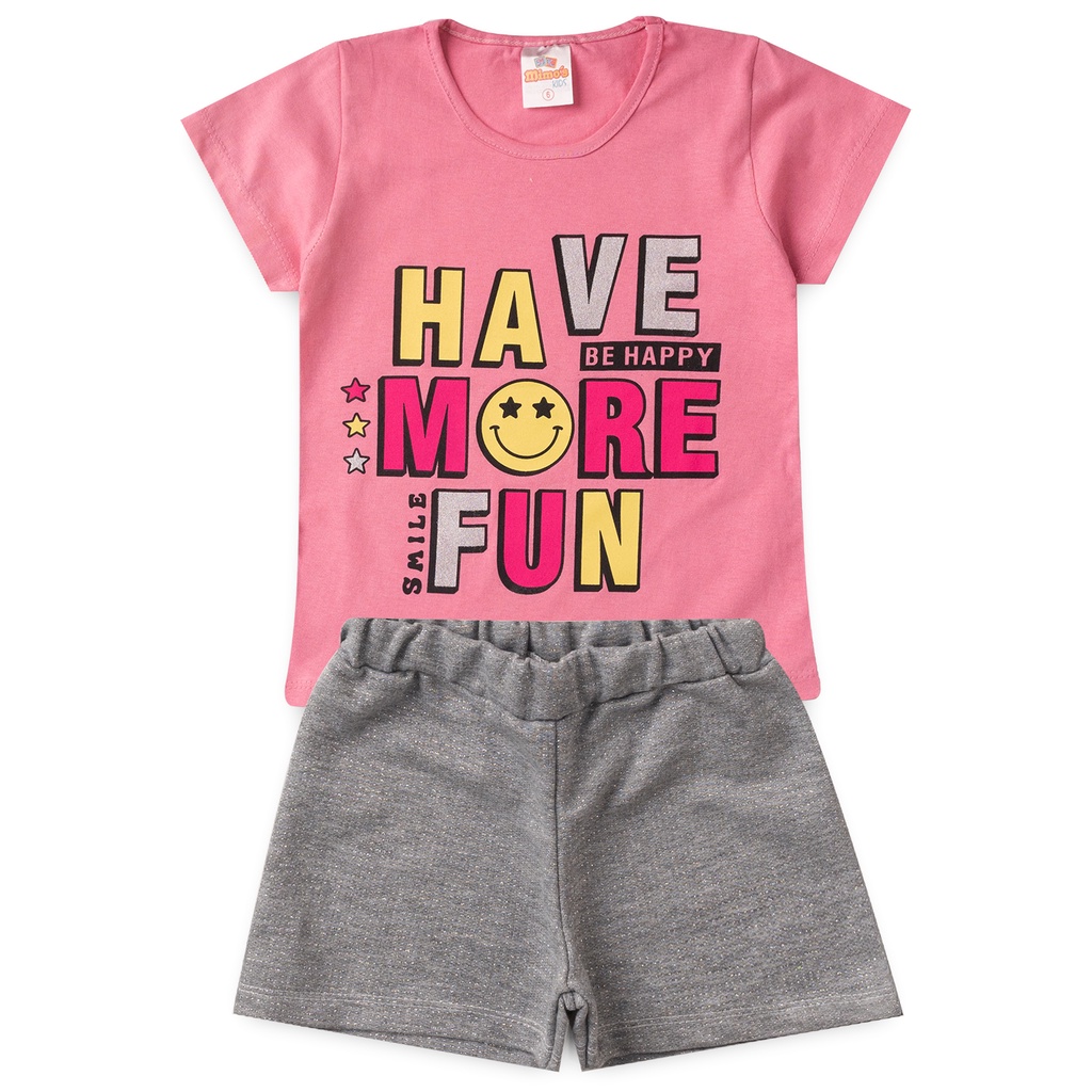 Conjunto Infantil feminino camisa e shorts brilho roupas de menina infantil feminino barato