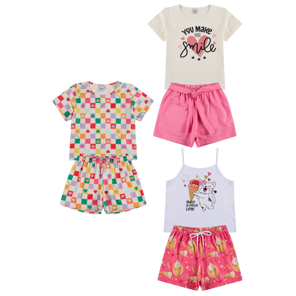 Kit 3 Conjuntos Infantil Rosa Menina