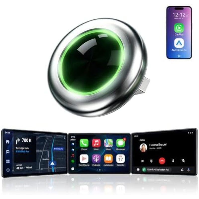 Adaptador CarPlay Sem Fio Em Forma De Ovni , Plug-And-Play Converte Com Original Para . Compatível Telefones IPhone E An