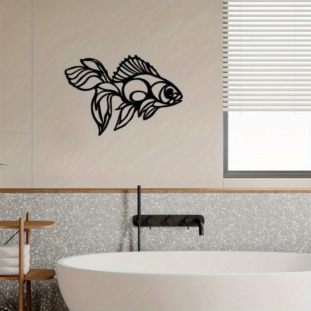 CIFbuy Ferro Resistente À Ferrugem Koi Fish Wall Art Feng Shui Decoração Escultura Suspensa Pré-Perfurada