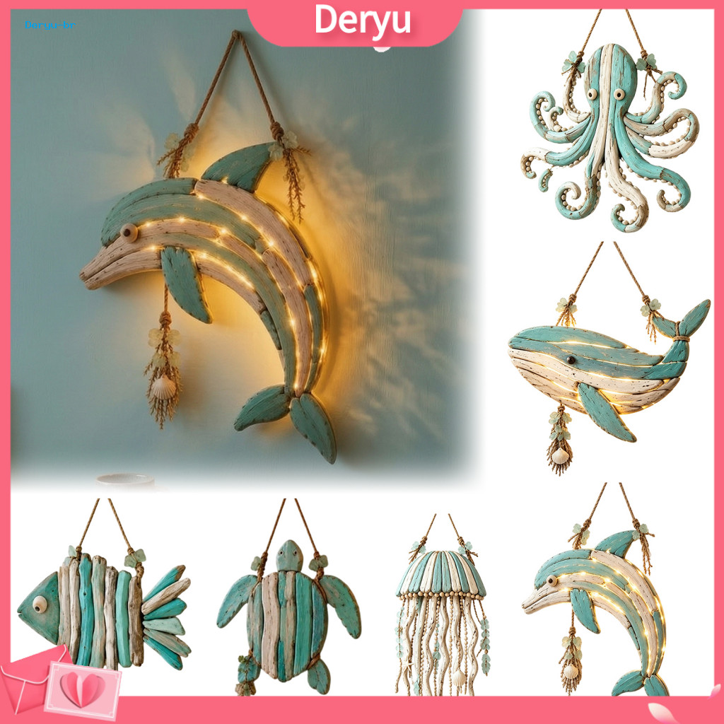 Cordless Wall Sconce Light Coastal Fish Pendant Ocean Resin Art Decor Fish/turtle/jellyfish/dolphin/octopus/whale Shapes
