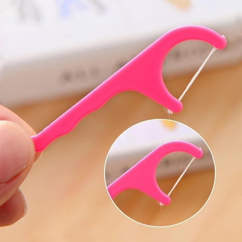 25 Pçs/set Palito De Plástico Algodão Fio Dental Vara Para Limpeza Oral Acessórios Mesa Saúde Ferramenta