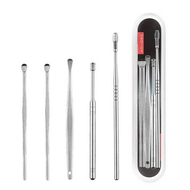 5 Pçs/set Unisex Espiral De Aço Inoxidável Portátil Earpick Colher Kit Ferramenta De Cuidados De Orelha Beleza Removedor De Cera De Ouvido Limpo Nenhuma Avaliação Ainda 0 Vendido
