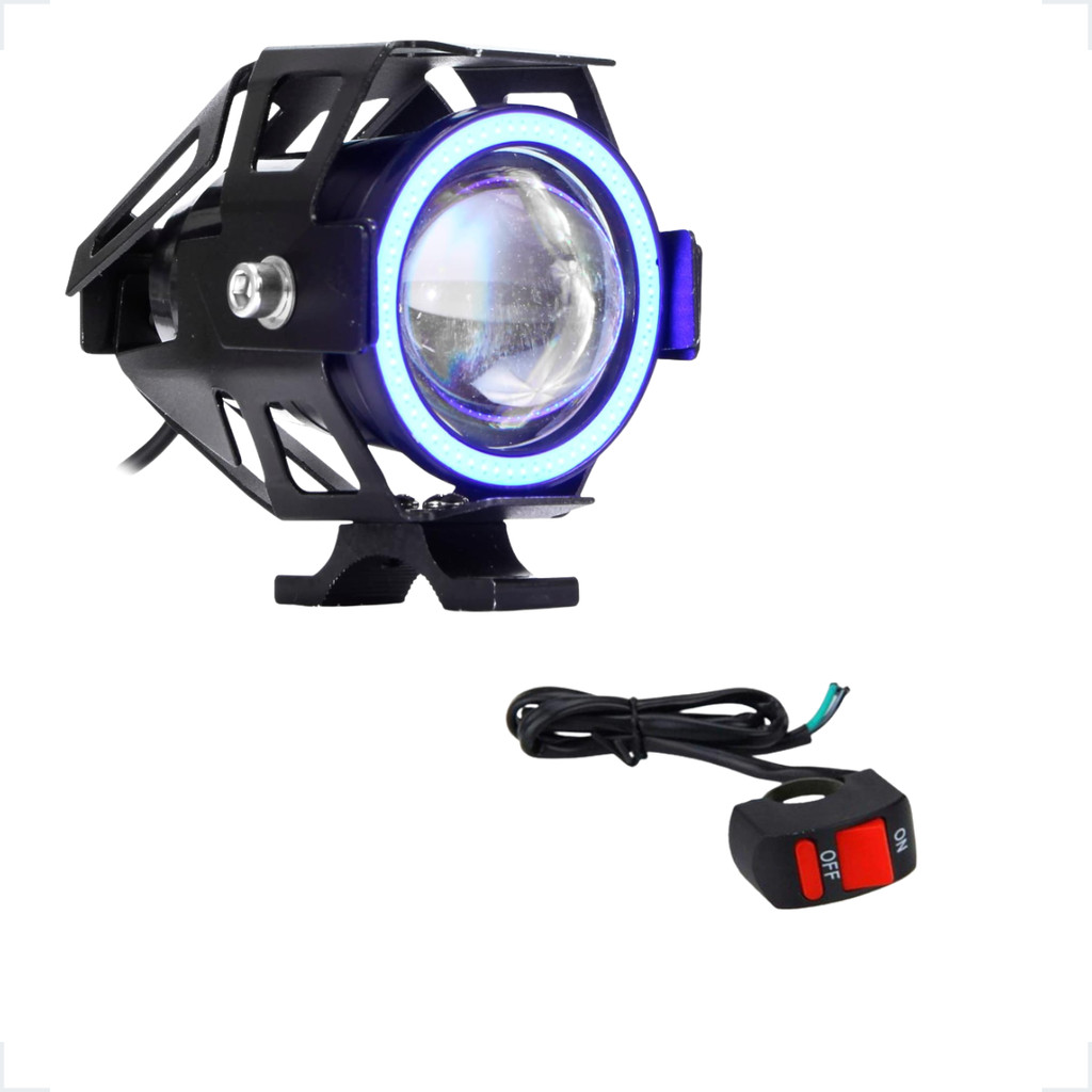 1 Unidade de Farol Auxiliar Milha Mini U7 Azul Led Alta Potencia Para Moto