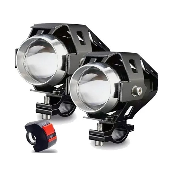 Par Farol De Milha Para Moto U5 Led Auxiliar Xenon Para Neblina e Nevoeiro Alta Potencia