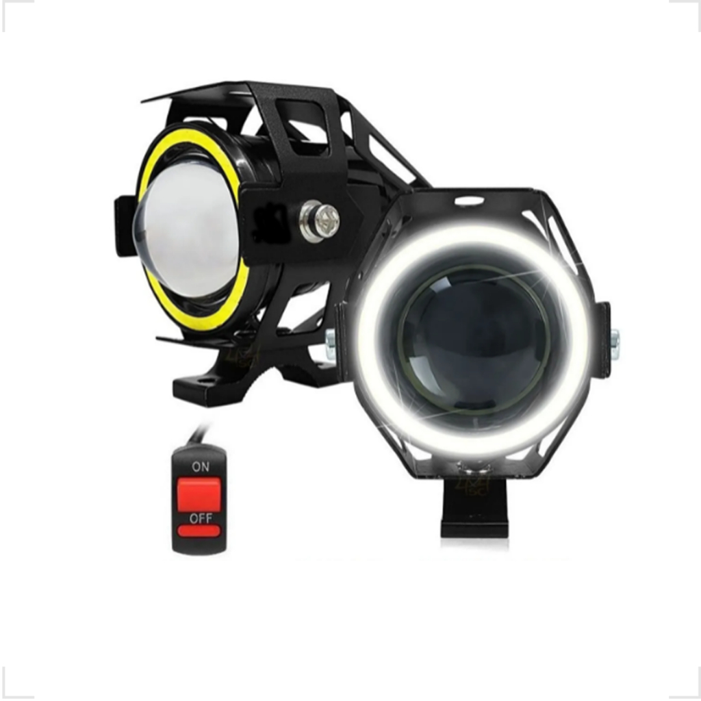 Par Farol Auxiliar Milha U7 Led Alta Potencia Para Moto branco