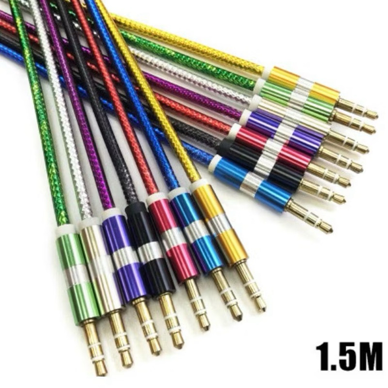 Cabo P2xP2 Auxiliar 3,5mm com 1.5 Metro Jack p/ Entrada P2 Auxiliar Alta Qualidade Anti-Nó Colorido