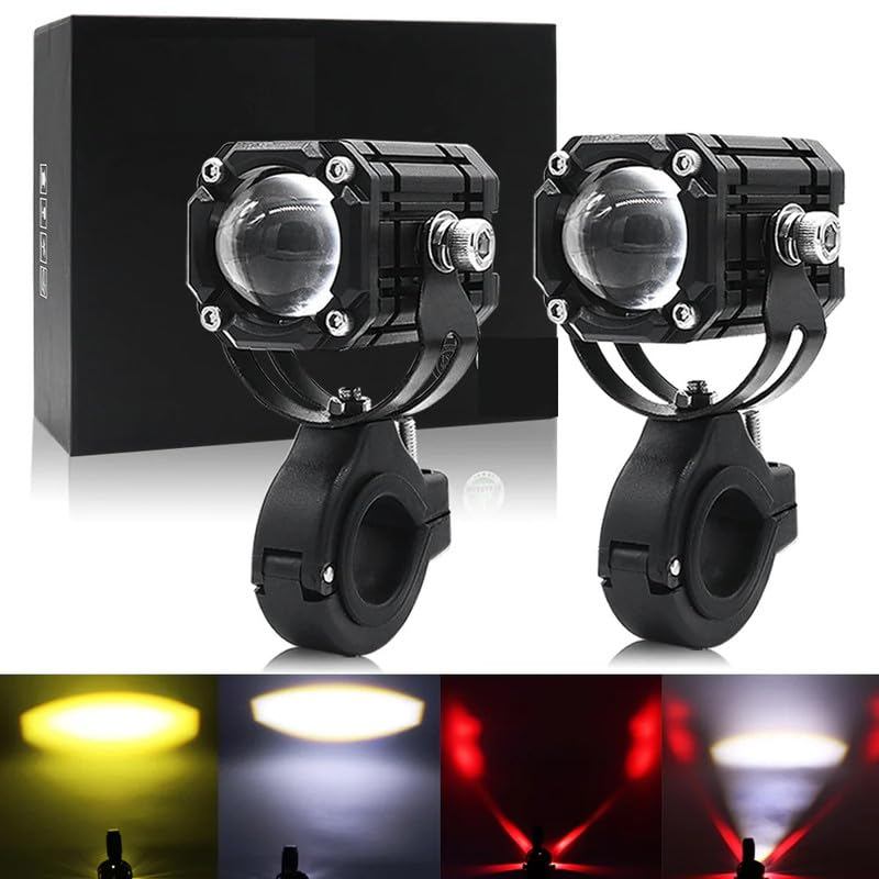 Par Farol de Milha LED Auxiliar Universal 2 Fios para Moto e Bike: Farol de Neblina em Alumínio de Alta Luminosidade