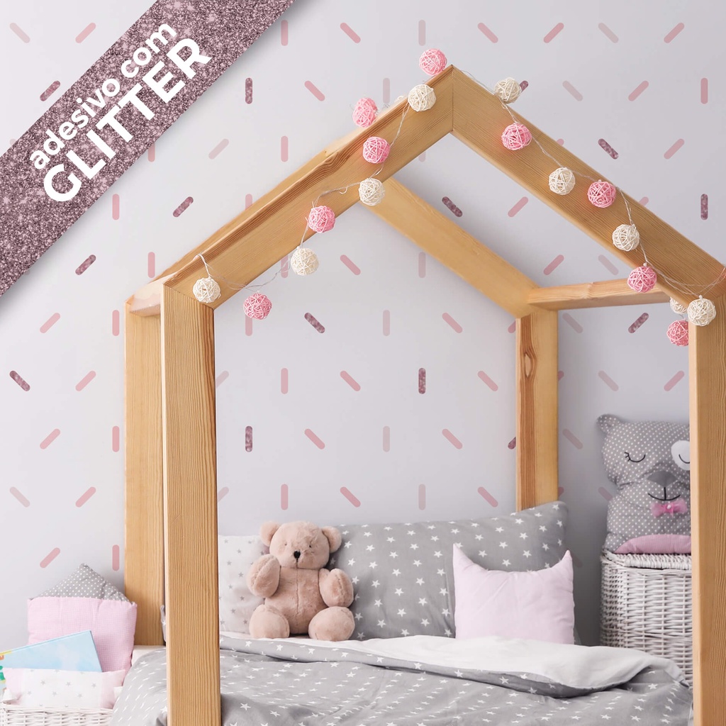 Adesivos de Parede Infantil Confetes tons Rosa Glitter Rosê