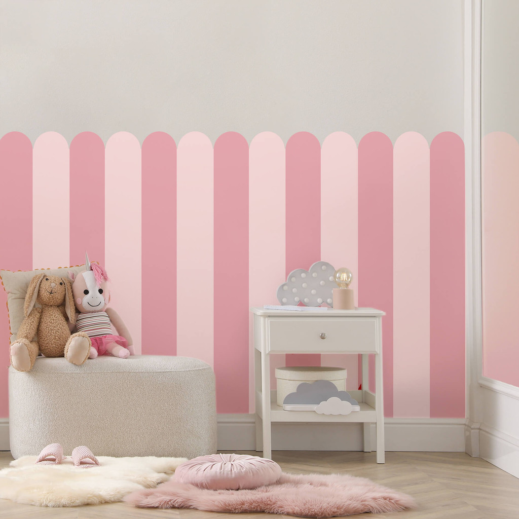 Papel de Parede Infantil Cerca Tons de Rosa meia Parede Modular