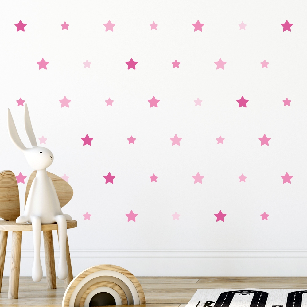 Adesivo de Parede Infantil 150 Estrelas Tons de Rosa Quarto Sala Menina Menino Decoração Bebê 207adn