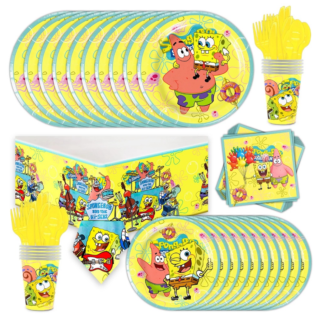 SpongeBob Patrick Star Birthday Party Decoração De Festa De Aniversário Mesa De Balão Prato Guardanapo Para Crianças