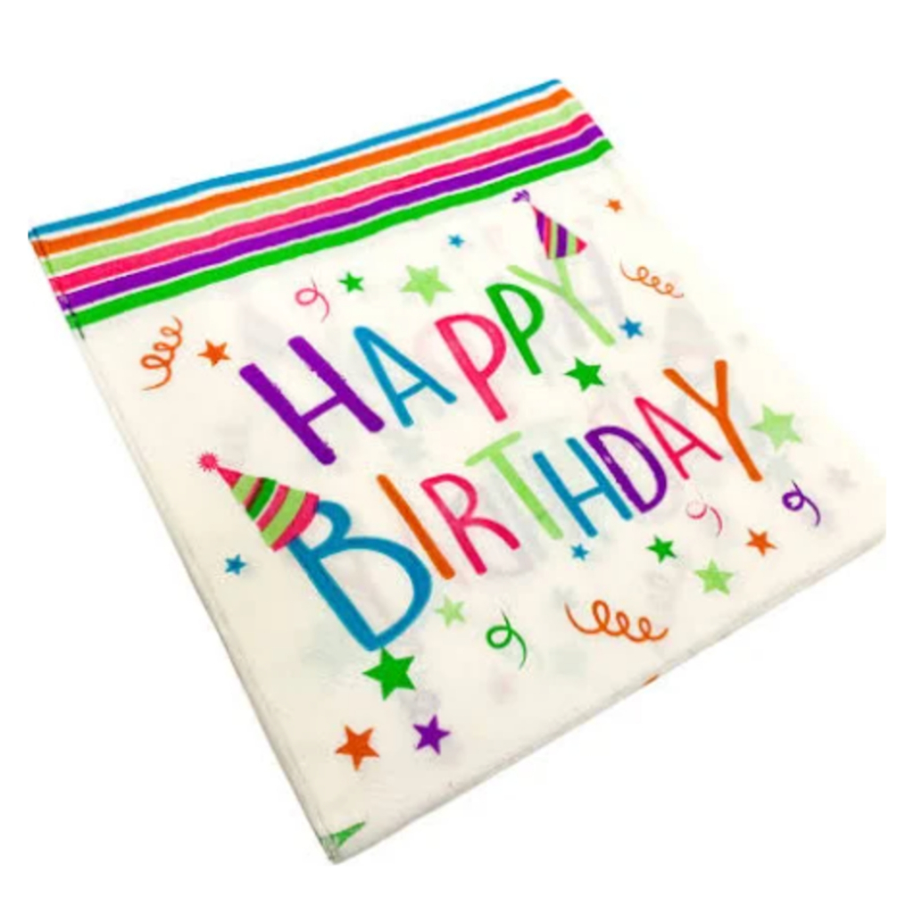 Guardanapo de Papel Happy Birthday Colorido 33x33cm Folha Dupla 20 Unidades Ponto das Festas
