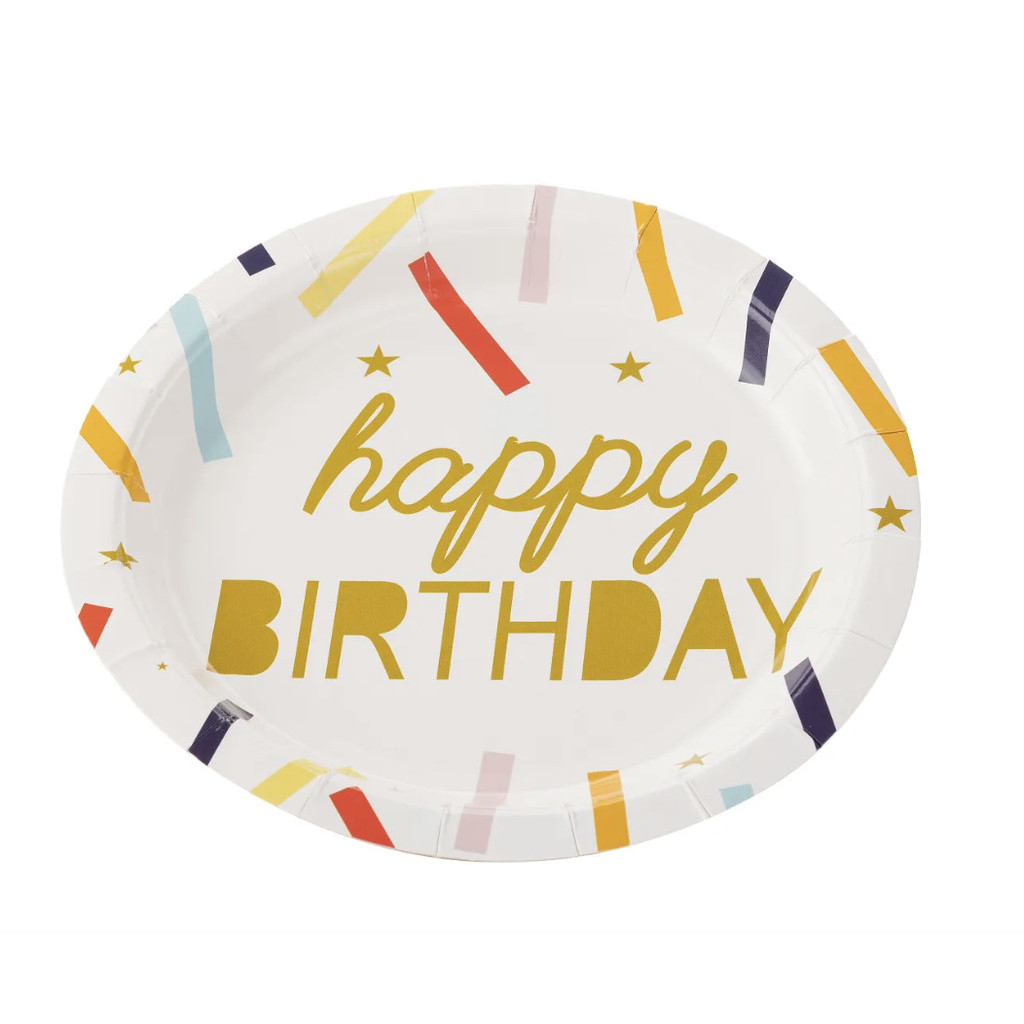10 Pratos de Papel 18 cm Happy Birthday Confetes Silver Festas - Inspire sua Festa Loja