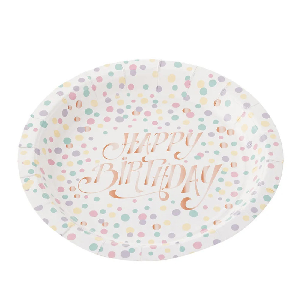 10 Pratos de Papel 18 cm Happy Birthday Bolinhas Silver Festas - Inspire sua Festa Loja