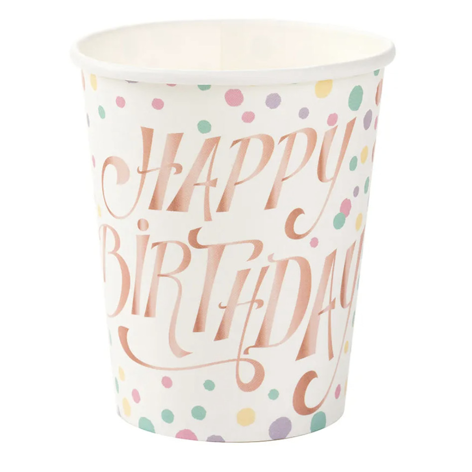 10 Copos de Papel Happy Birthday Colorido Candy Bolinhas 270 ml Silver Festas - Inspire sua Festa Loja