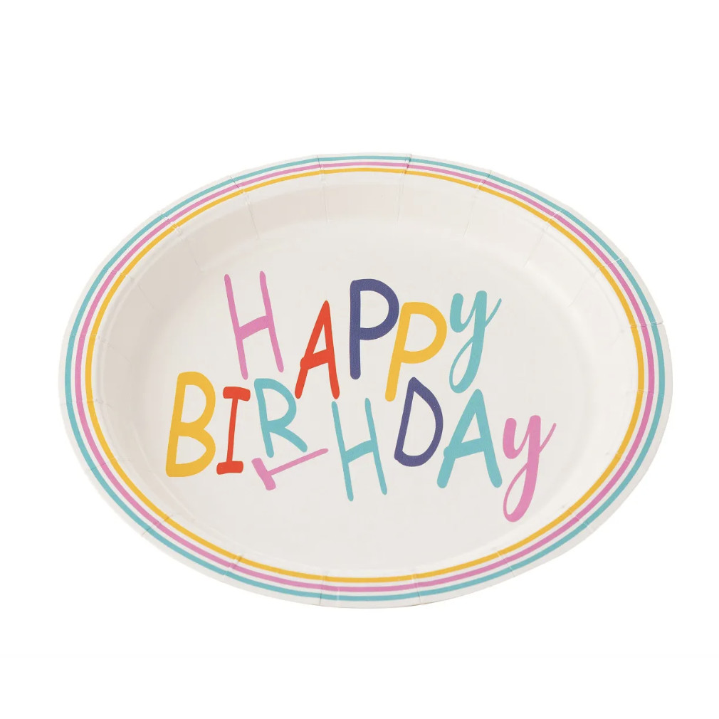 10 Pratos de Papel 18 cm Happy Birthday Colorido Silver Festas - Inspire sua Festa Loja