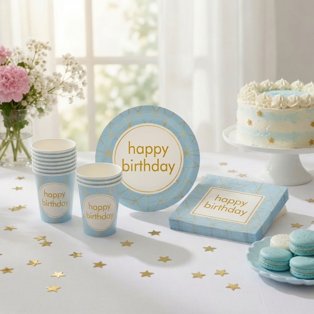 Kit Descartável 36 und de Aniversário Happy Birthday Copos Pratos Guardanapos Fofo Biodegradável Feliz Aniversario