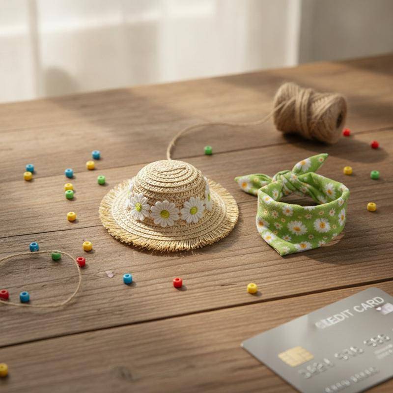 [GrandLarge] 1 Conjunto De Kit De Coleira De Chapéu De Palha Para Animais De Estimação , Decoração De Renda , Fantasia D