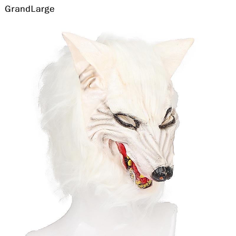 [GrandLarge] Máscara De Cabelo Com Cabeça De Lobo Para Halloween Luvas De Lobisomem Fantasia Festa Cospaly Masquerade De