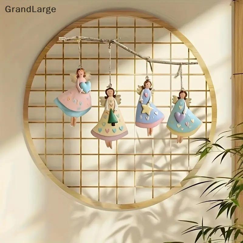 [GrandLarge] 4 Pçs/Set Anjo Vintage Pendurado Decoração Fantasia Árvore De Natal De Madeira Ornamento Para Casa Presente