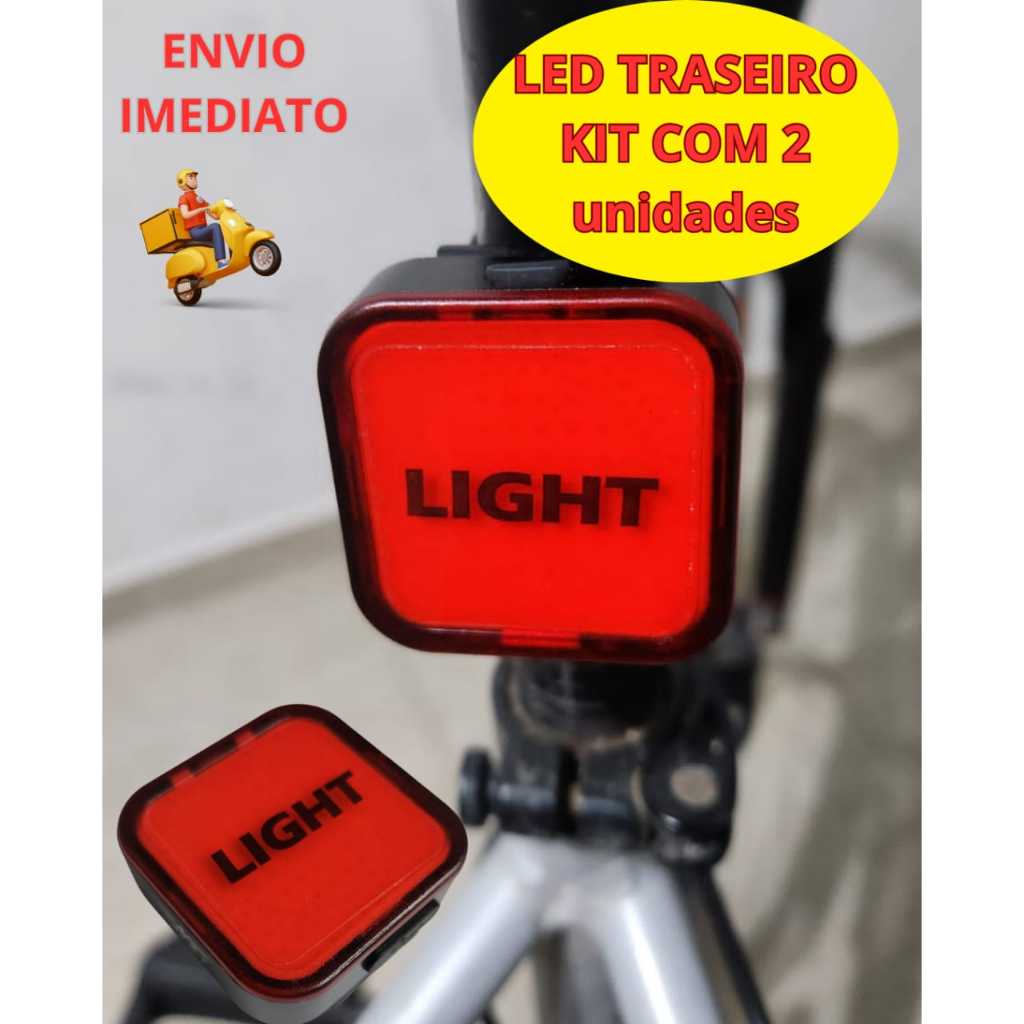kit 2 Luz Traseira Led Recarregável Para Bicicleta Bike Vista Light 9 Modos Alta Visibilidade Noturna
