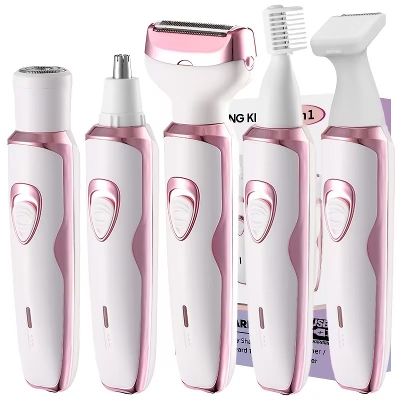 4 in 1 Rechargeable Electric Shaver for Women, Face, Nose, Leg and Underarm Trimming Kit, Shaving Machine Glow & Go