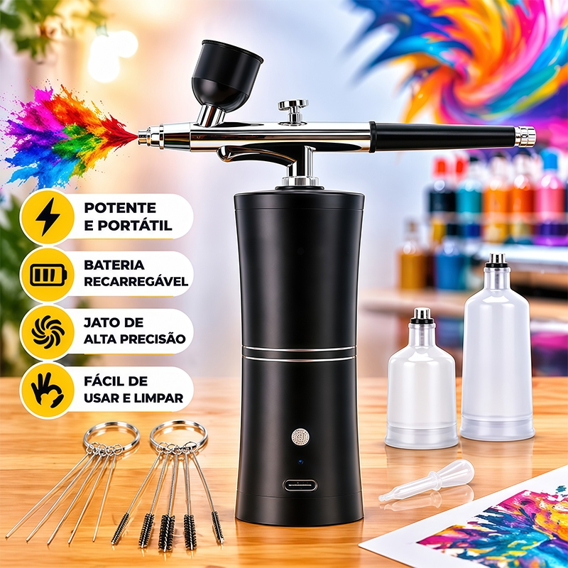 Portable Rechargeable Cordless Airbrush with Compressor, Single Action Spray Gun for Facial Beauty, Art