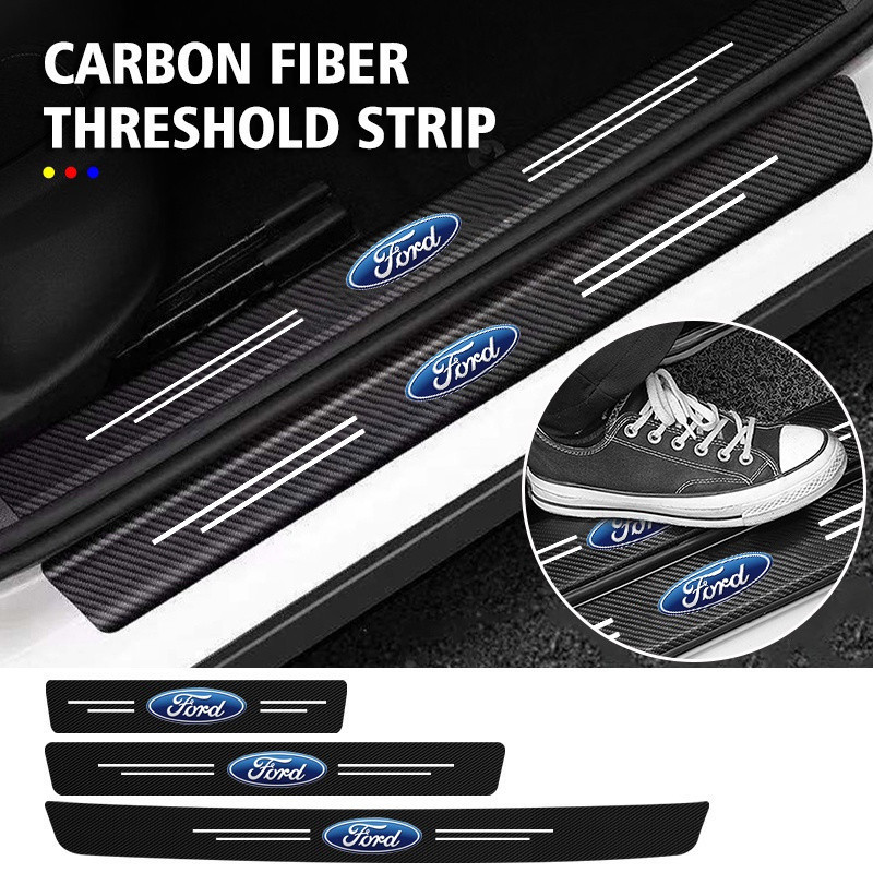 Universal Car Threshold Strips Anti Scratch Stickers Carbon Fiber Bumper Door Side Step Pedal Decoration Accessories Fit