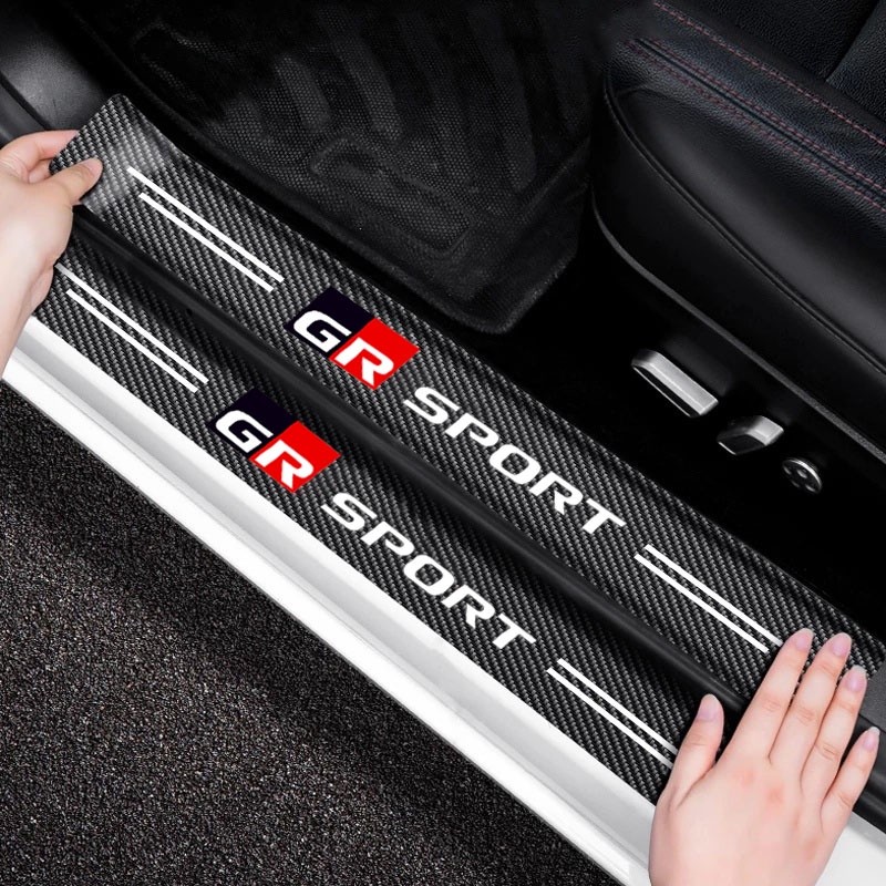 GR Sport Car Door Sill Adesivo De Fibra De Carbono Para Proteção De Porta-Malas Toyota VIos Yaris Corolla Cross Wish Rev